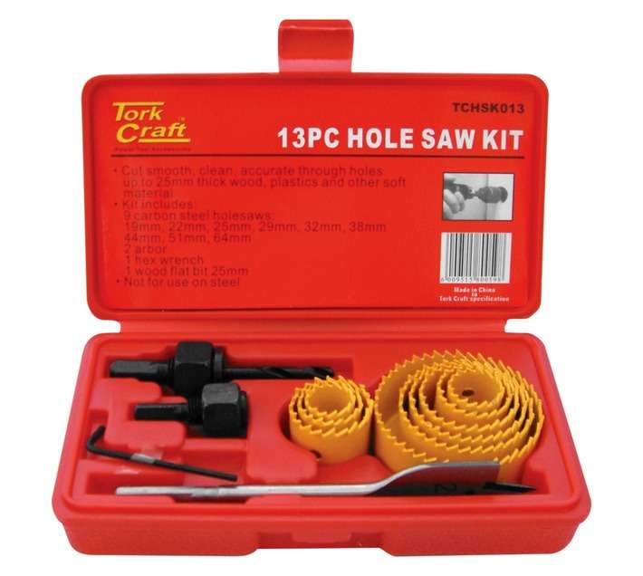 Tork Craft TCHSK013 13 Piece Carbon Steel Holesaw Kit