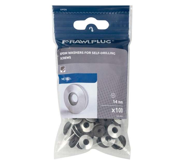Rawlplug 100 x Round Roofing Washers - Silver (14mm)