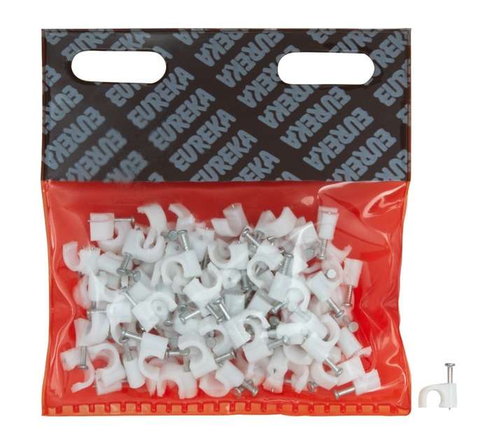 Eureka 100 x Round Cable Clips (6mm)