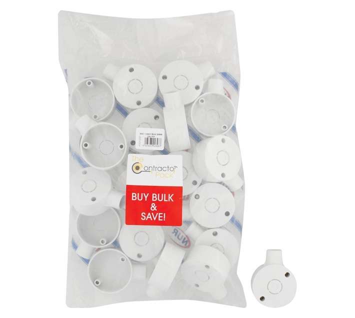 Proton Prepack 20 x PVC 1 Way Junction Boxes - White (20mm)