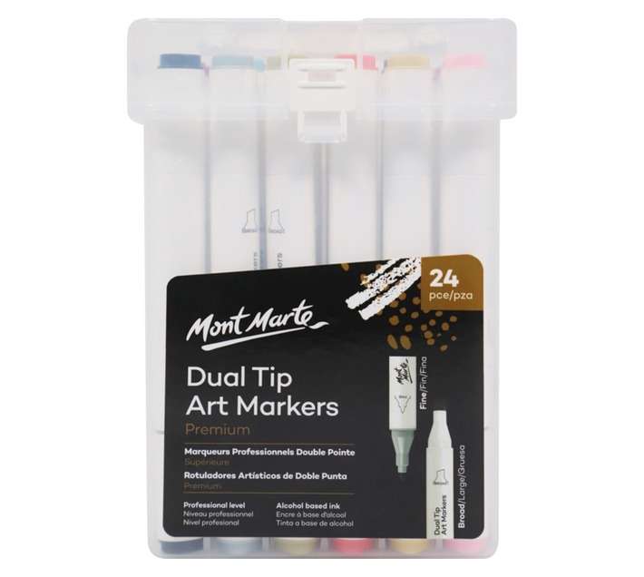 Mont Marte 24 Piece Dual Tip Art Markers - Assorted
