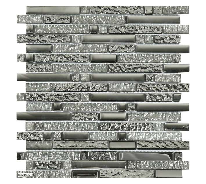 Ceramic Wholesalers CBMBW301Z Pewter/Mirror 3D Interlocking Mosaic Tile - Silver (300 x 300mm)