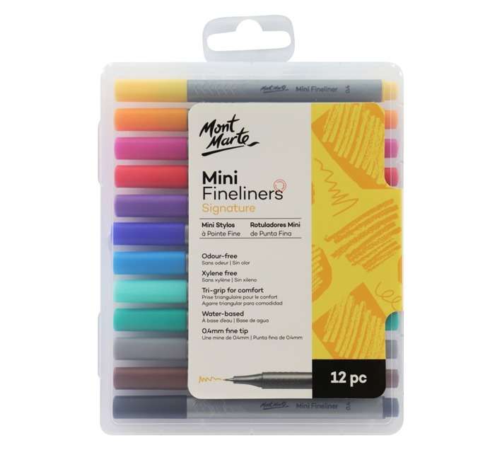 Mont Marte 12 Piece Mini Fine Liner Set - Assorted