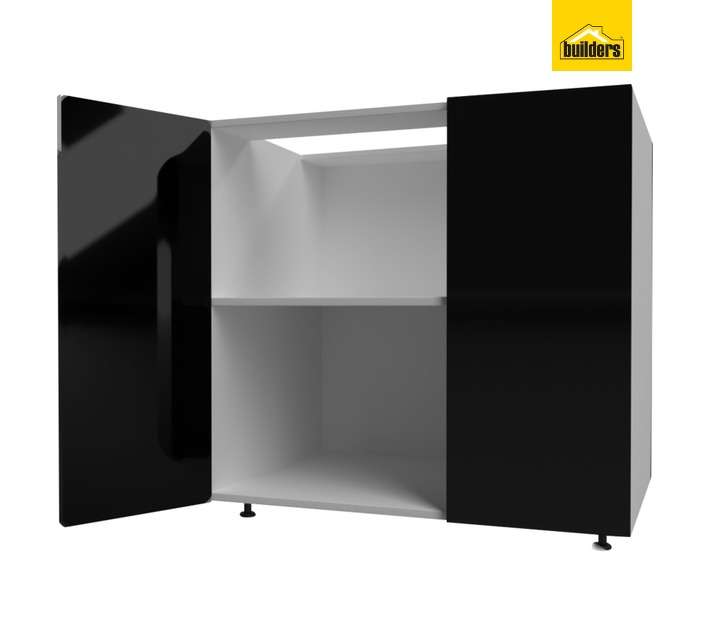 Home and Kitchen Gloss Base Cabinet Unit - Black (900 x 560 x 720mm)