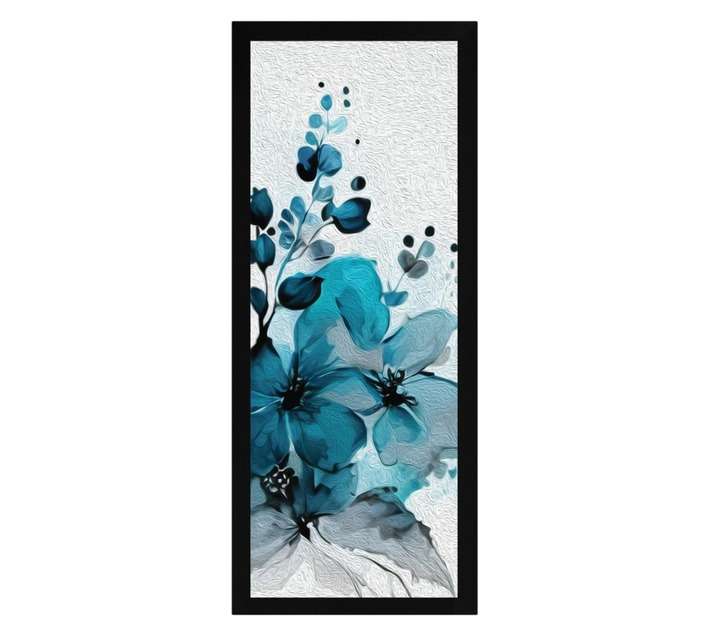 Amber Bay 2 x Framed Floral Canvas Prints - Blue (340 x 840mm)