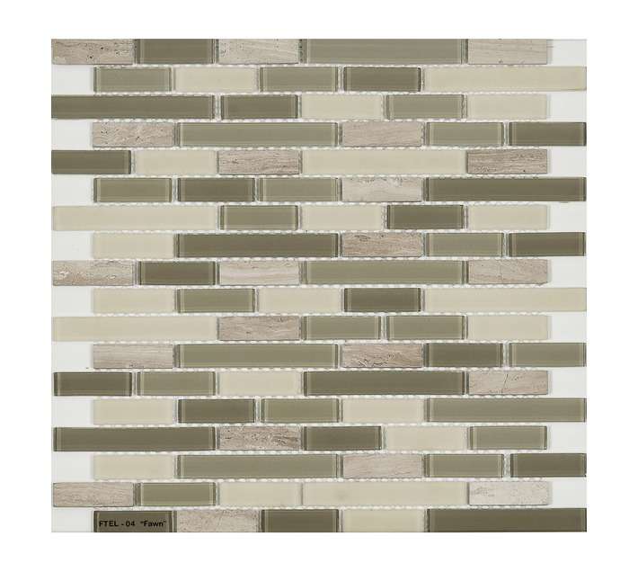 Ceramic Wholesalers FTEL-04 Interlock Marble Glass Mosaic Tile - Fawn (300 x 300mm)