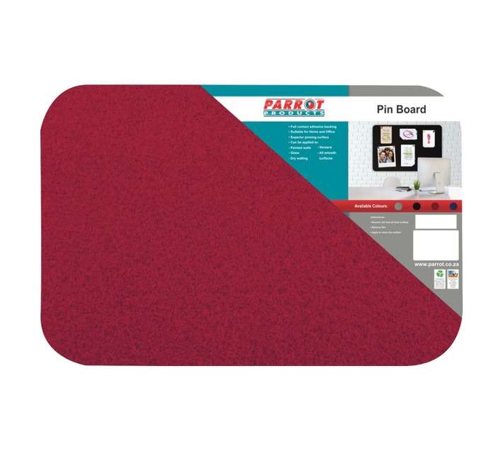 Parrot Products BD0325R Adhesive No Frame Pin Board - Red (900 x 600mm)