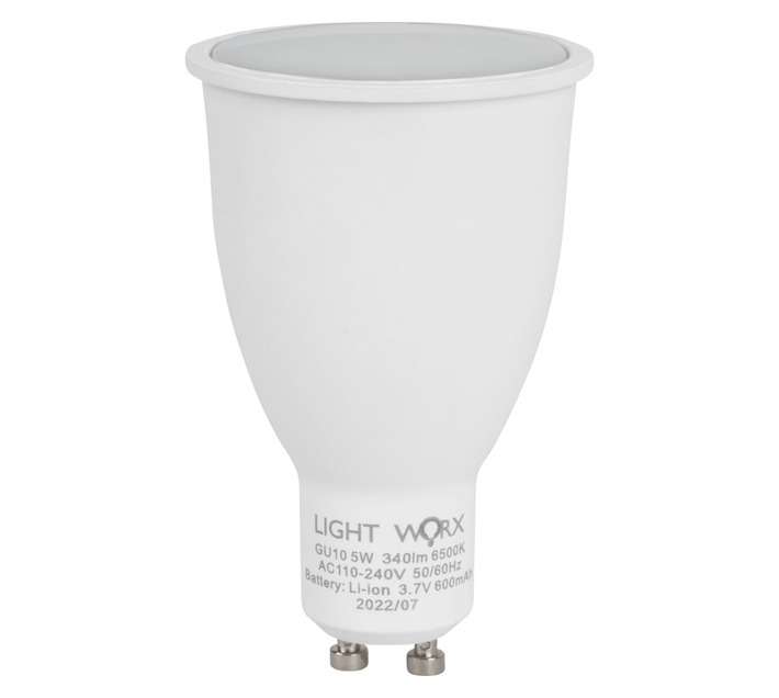 Lightworx GU10 Battery Backup Globe - Warm White (5W)