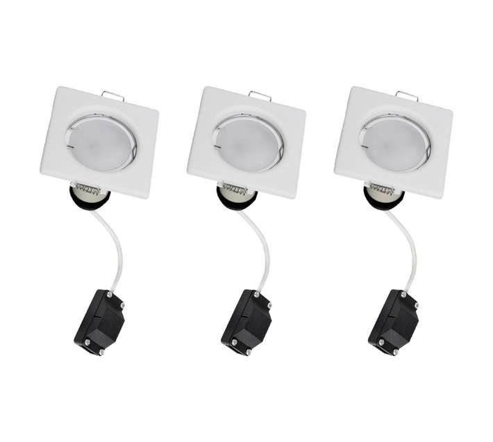 Lightworx 3 x LED GU10 Square Downlight - White (4w)