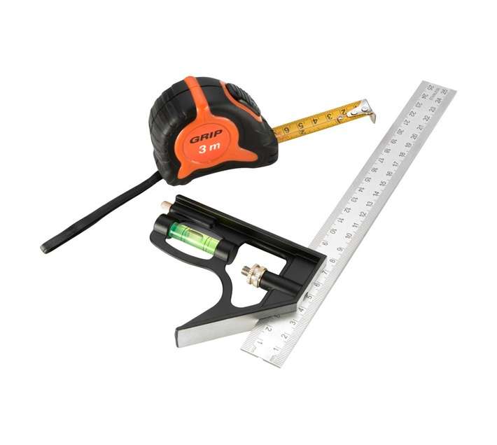 Grip 3m Tape Measure and Combination Square (250mm)