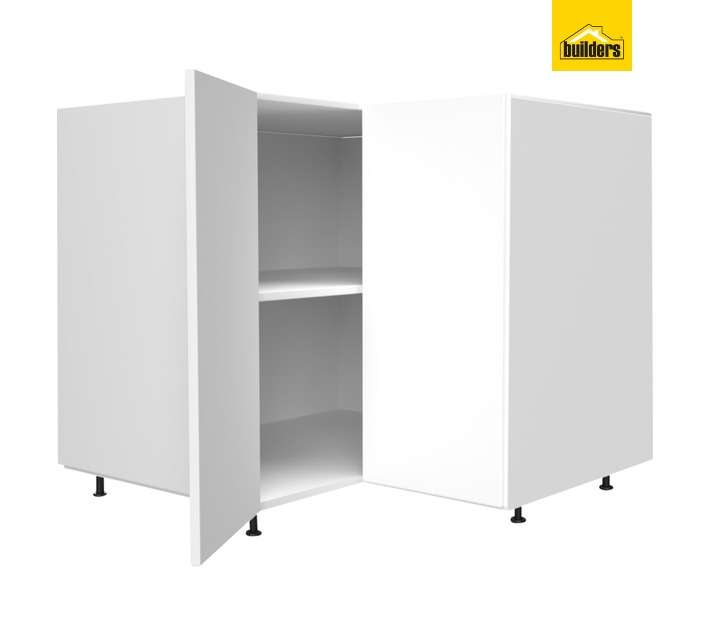 Home and Kitchen Base Unit Melamine Corner Cabinet - Alpine White (900mm)