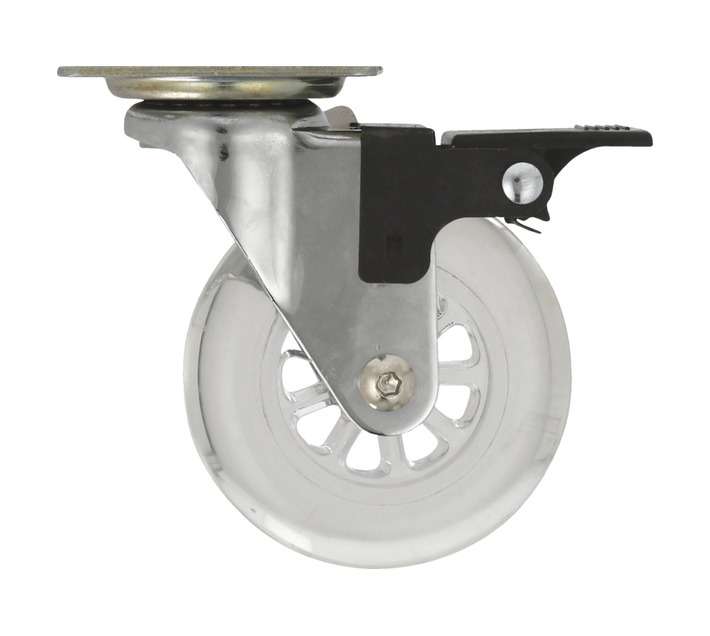 Hillaldam 870115 Transparent Plated Castor with Brake (75mm)
