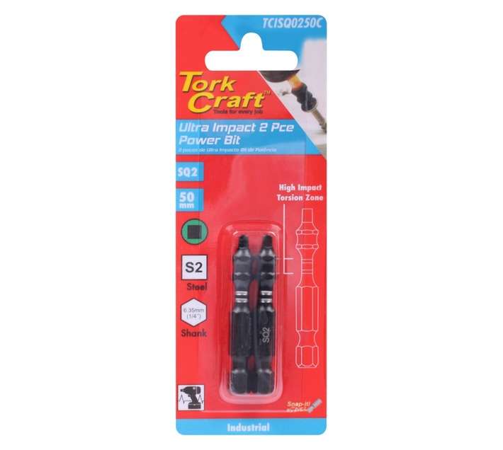 Tork Craft TCISQ0250C Square Recess SQ2 Power Screwdriver Bit (50mm)