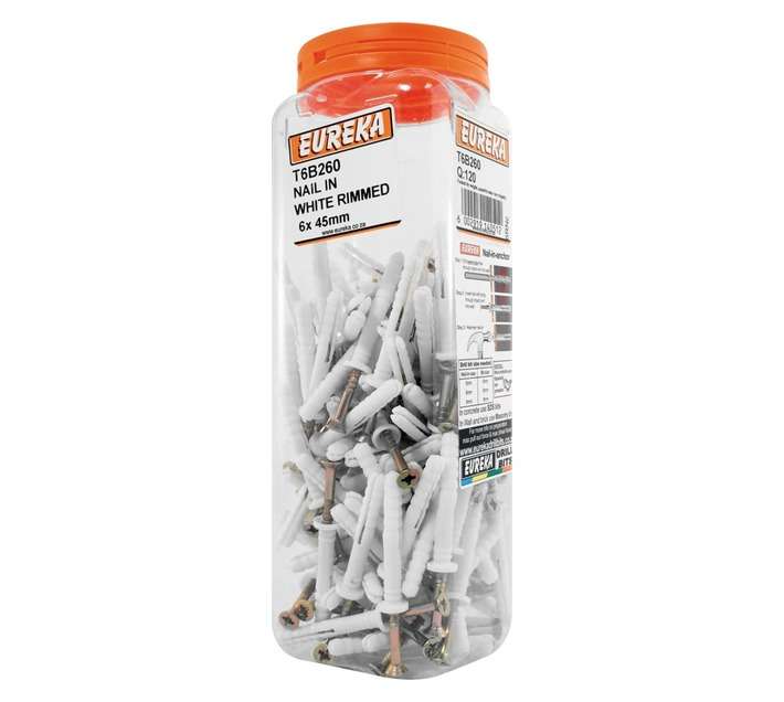 Eureka 6 x 45mm Nail In White Rimmed (Q120)