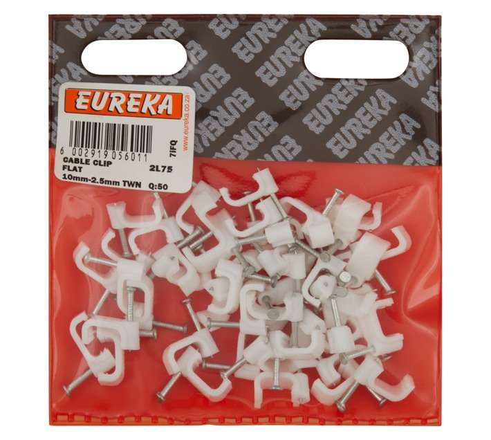 Eureka 50 x Flat Cable Clips (10mm-2.5mm)