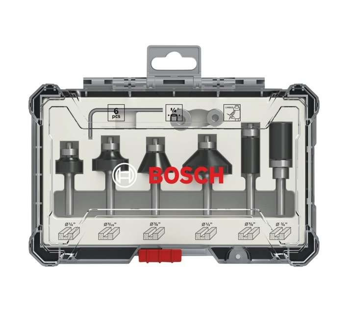 Bosch 6 Piece Pro Trim and Edge Router Bit Set (1/4 Inch)