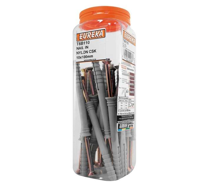 Eureka 10 x 100mm Nail In Nylon Csk (Q25)