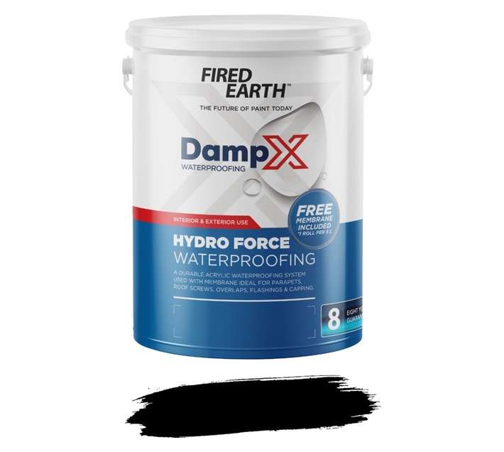 Fired Earth BW093-2-5L DampX Hydro Force Waterproofing with Membrane - Black (5L)