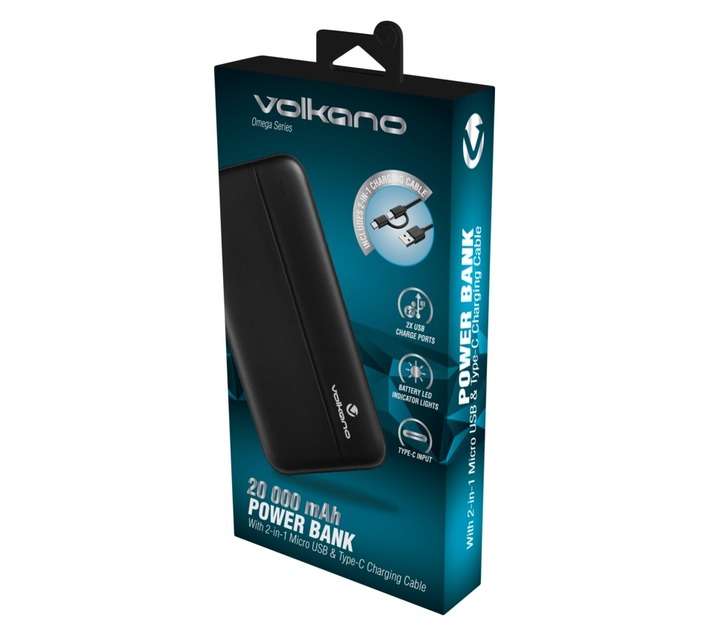 Volkano 20000mAh Omega Power Bank - Black