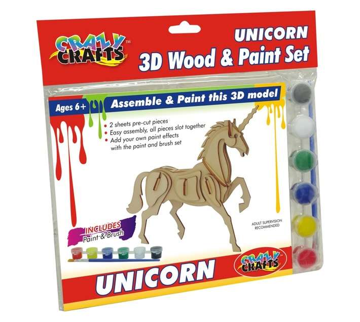 Crazy Crafts 3D Unicorn Wood and Paint Set