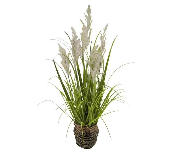 Direkshinz Artificial Flowering Grass in Basket - Green
