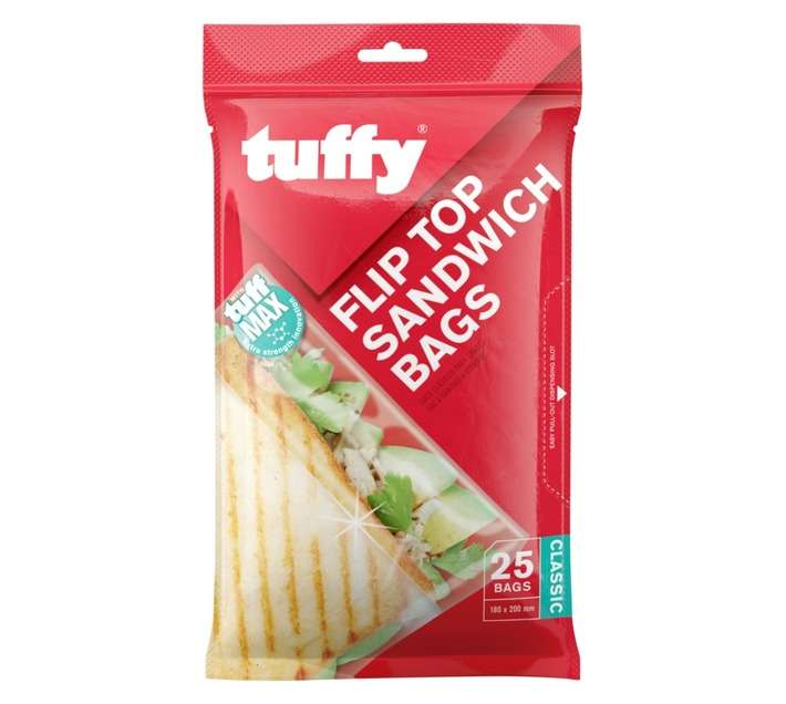 Tuffy Flip Top Sandwich Bags - Clear (284 x 150mm)