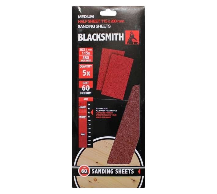 Blacksmith 1/2 Aluoxide All Half Sheet Sanders Sand Paper Sheet 60 Grit
