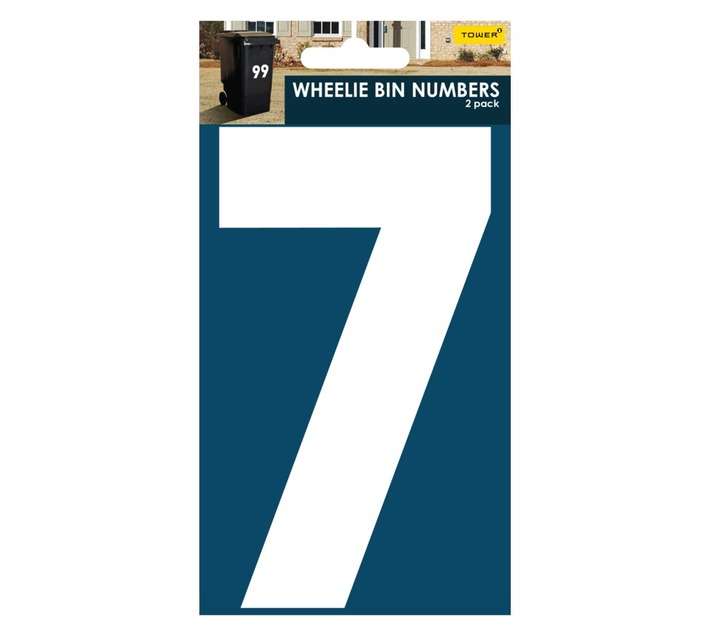 Tower Wheelie Bin Number 7 Sticker - Blue/White (170mm)