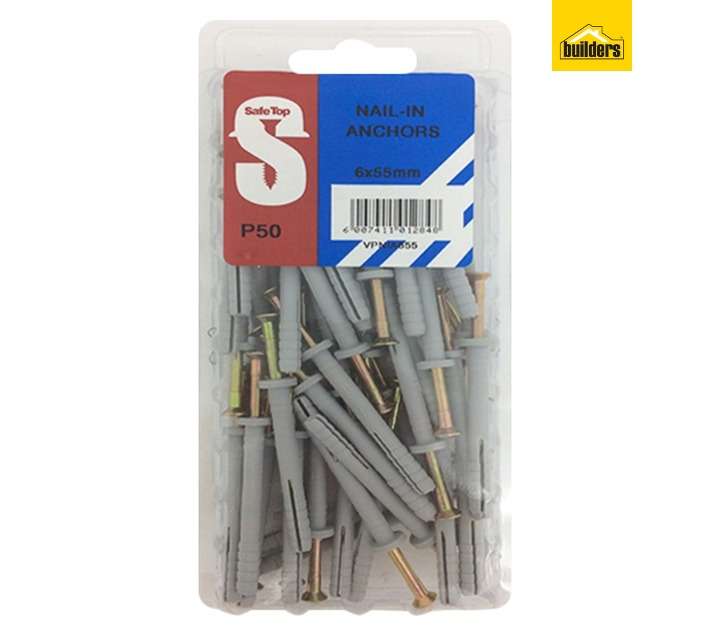 Safe Top 50 x Nail In Anchors (6 x 55mm)