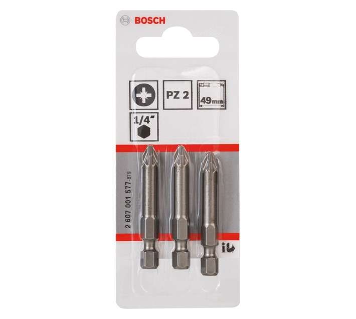 Bosch Extra Hard PZ2 49mm Screwdriver Bit 3 pack