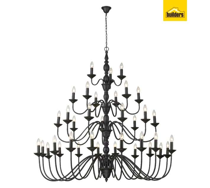Radiant 36 Light Chandelier E14 - Black (1400 x 4500mm)