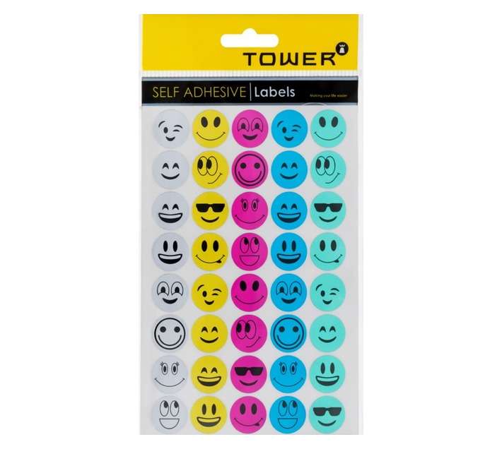 Tower 200 x Mixed Metallic Faces Stickers - Assorted