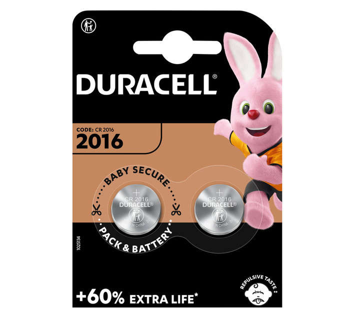 Duracell Specialty 2 x Coin Lithium Batteries (CR2016)