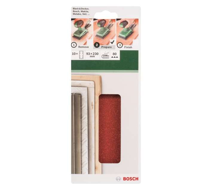 Bosch 10 x 80 Grit Clamp Sanding Plate (93 x 30mm)