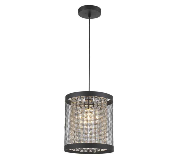 Radiant JC150-CL/BL Mesh and Crystal Pendant Light - Black (250mm)