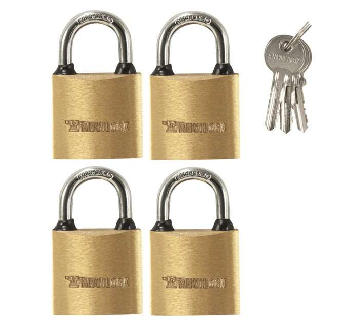 Anvilock 38mm Brass Padlock (4 Pack)