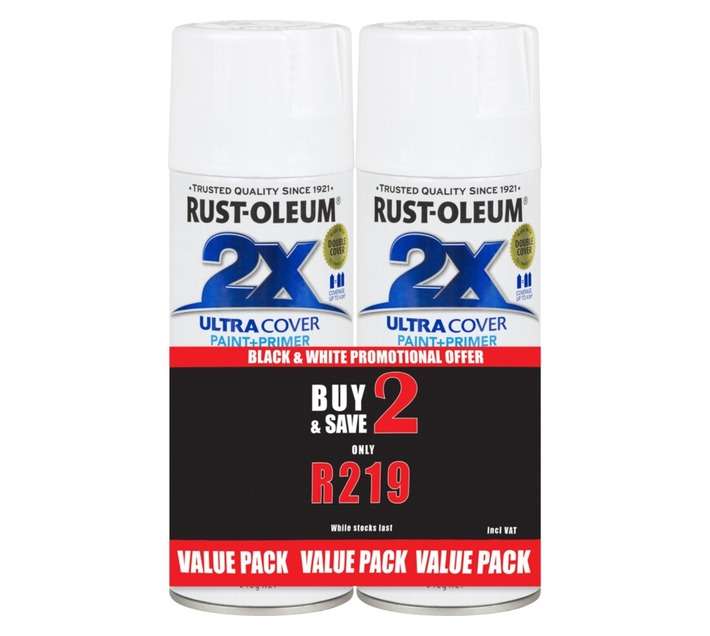 Rust-Oleum 2 x Painters Touch Spray Paint - Gloss White (340g)