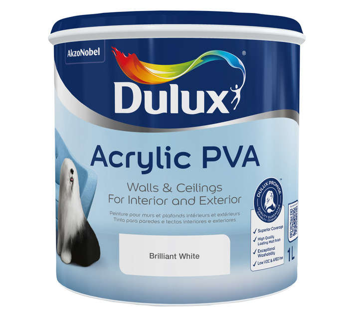 Dulux Acrylic PVA - Brilliant White (1L)
