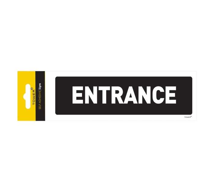 Tower Entrance Sign - Black/White (180 x 50mm)