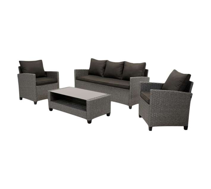 Design House 4 Piece Costa Rica Patio Set - Grey/Black (1630 x 1920 x 490mm)
