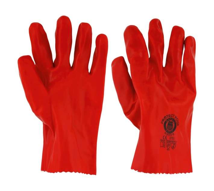 Evrigard PVC Safety Cuff Medium Duty Gloves - Red