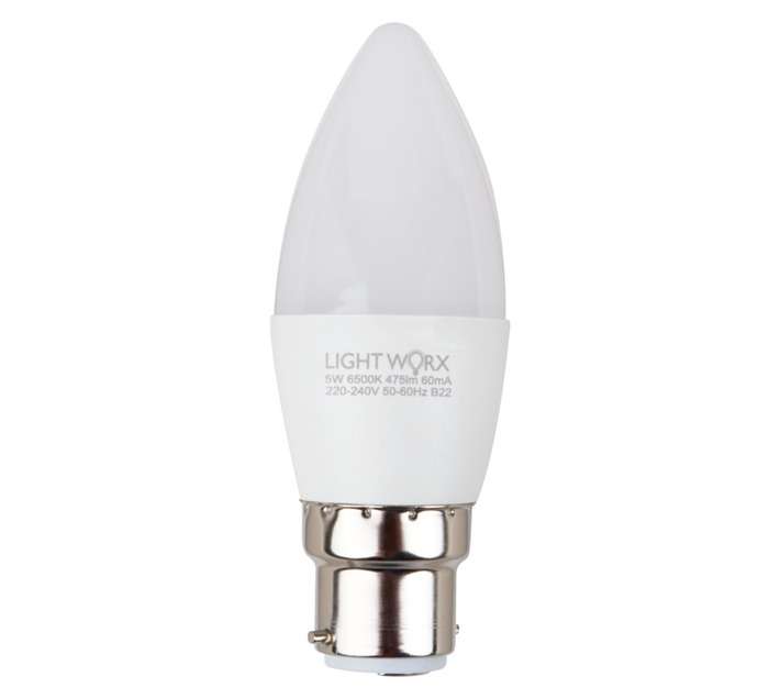 Lightworx LED Candle 5w B22 - Cool White