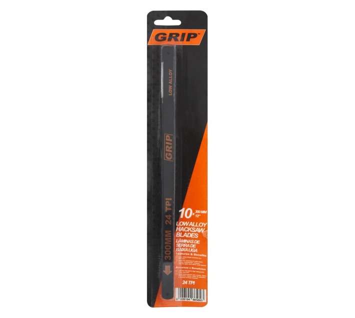 Grip 10 x Low Alloy 24TPI Hacksaw Blades (300 x 1.06 x 37.7mm)