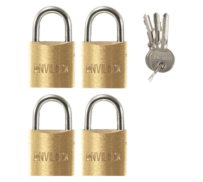 Anvilock 25mm Brass Padlock (4 Pack)