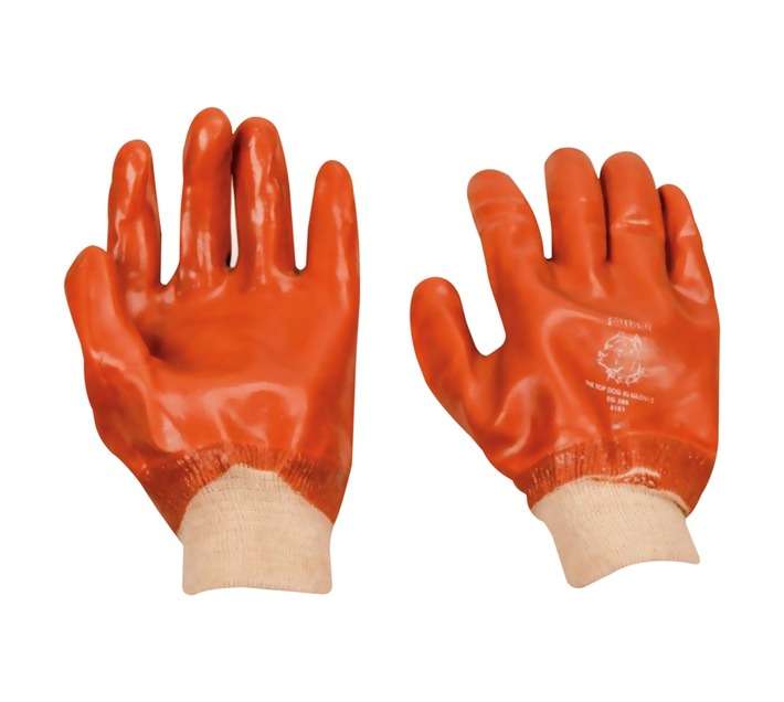 Evrigard PVC Knitwrist Heavy Duty Smooth Gloves - Brown