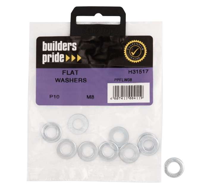 Safe Top M8 Flat Washers (10 Pack)