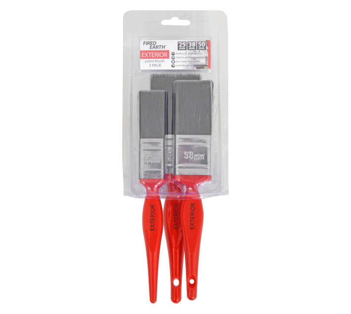 Fired Earth 3 Piece Exterior Paint Brushes - Red