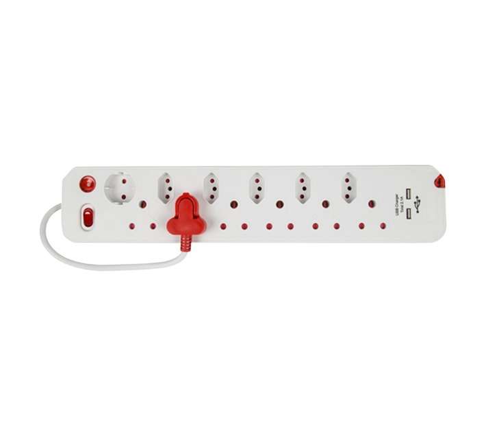Electricmate 12-Way Switched Multi-Plug with 2 x USB - White