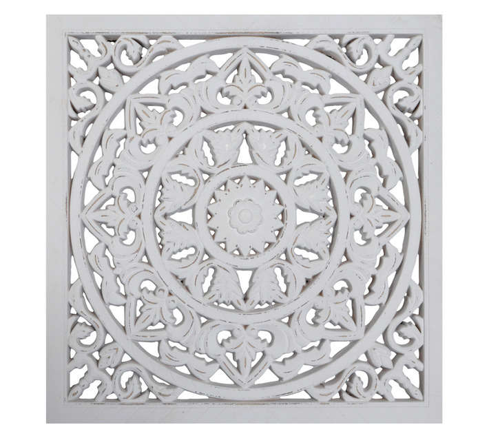 Design House Square Decorative Wooden Wall Art - White