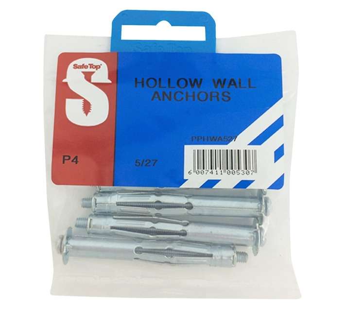 Safe Top PPHWA527 2 x Hollow Wall Anchors (5-27mm)